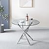 SSLine 36" Round Clear Glass Dining Table for 2-4 People