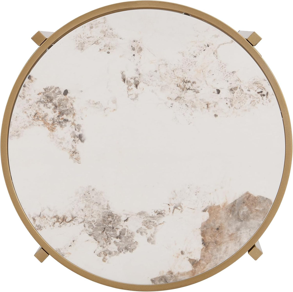 SSLine Sintered Stone End Table with Metal Frame Legs