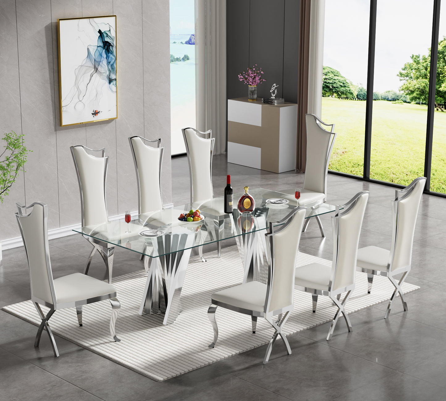 SSLine White Leather Dining Chairs for Kitchen Dining Room (Table Not Included)