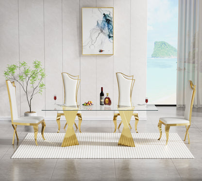 SSLine White Leather Dining Chairs for Kitchen Dining Room (Table Not Included)