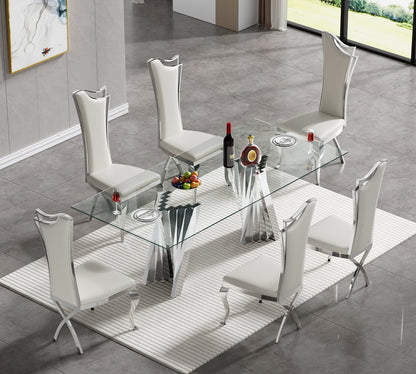 SSLine White Leather Dining Chairs for Kitchen Dining Room (Table Not Included)