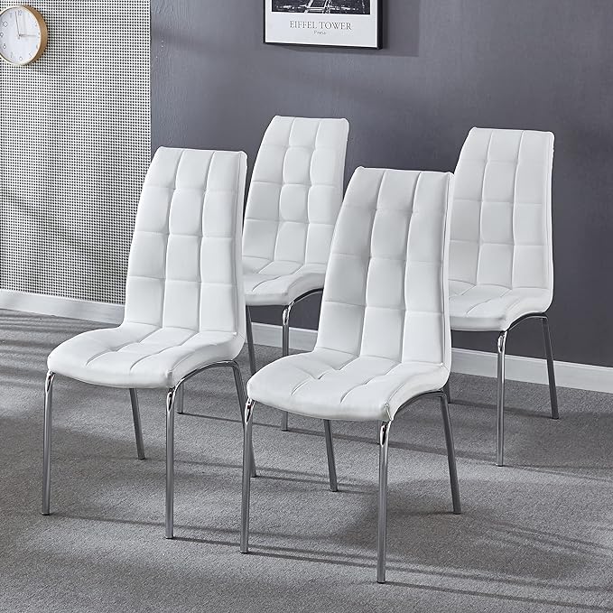 SSLine Modern Leather Dining Chairs Highback Upholstered Set of 4 (Table Not Included)