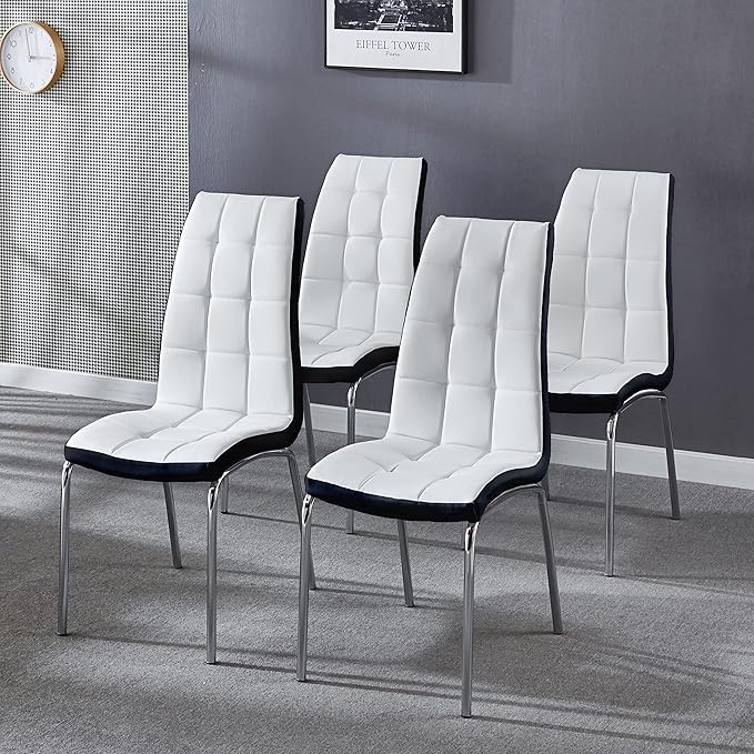 SSLine Modern Leather Dining Chairs Highback Upholstered Set of 4 (Table Not Included)