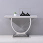 SSLine 46.8" U-Shape Modern White Faux Marble Console Table