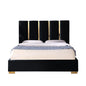 SSline King Size Modern Velvet Upholstered Bed with Headboard