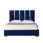 SSline King Size Modern Velvet Upholstered Bed with Headboard