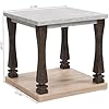 SSLine Traditional Wooden End Table Square 2-Tier Sofa Side Table