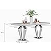 SSLine Rectangle 70" Faux Marble Dining Table With Diamond Shape Legs (Chairs Not Included)