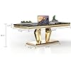 SSLine 46.8" Diamond Shape Rectangular Faux Marble Coffee Table c