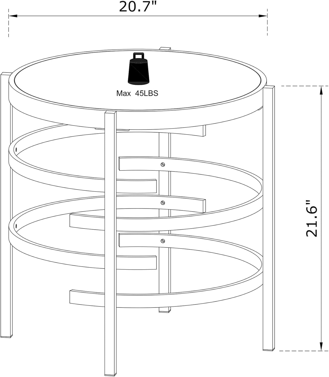 SSLine Sintered Stone End Table with Metal Frame Legs 