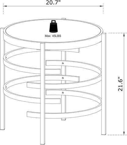 SSLine Sintered Stone End Table with Metal Frame Legs 