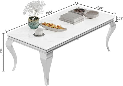 SSLine S Shape Rectangular 46.8" Faux Marble Coffee Table