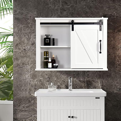 SSLine Wall-Mounted Vintage White Bathroom Cabinet