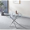 SSLine 36" Round Clear Glass Dining Table for 2-4 People