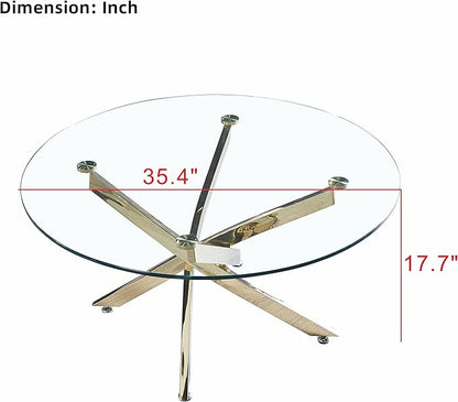 SSLine 35.4" Round Tempered Glass Pedestal Coffee Table