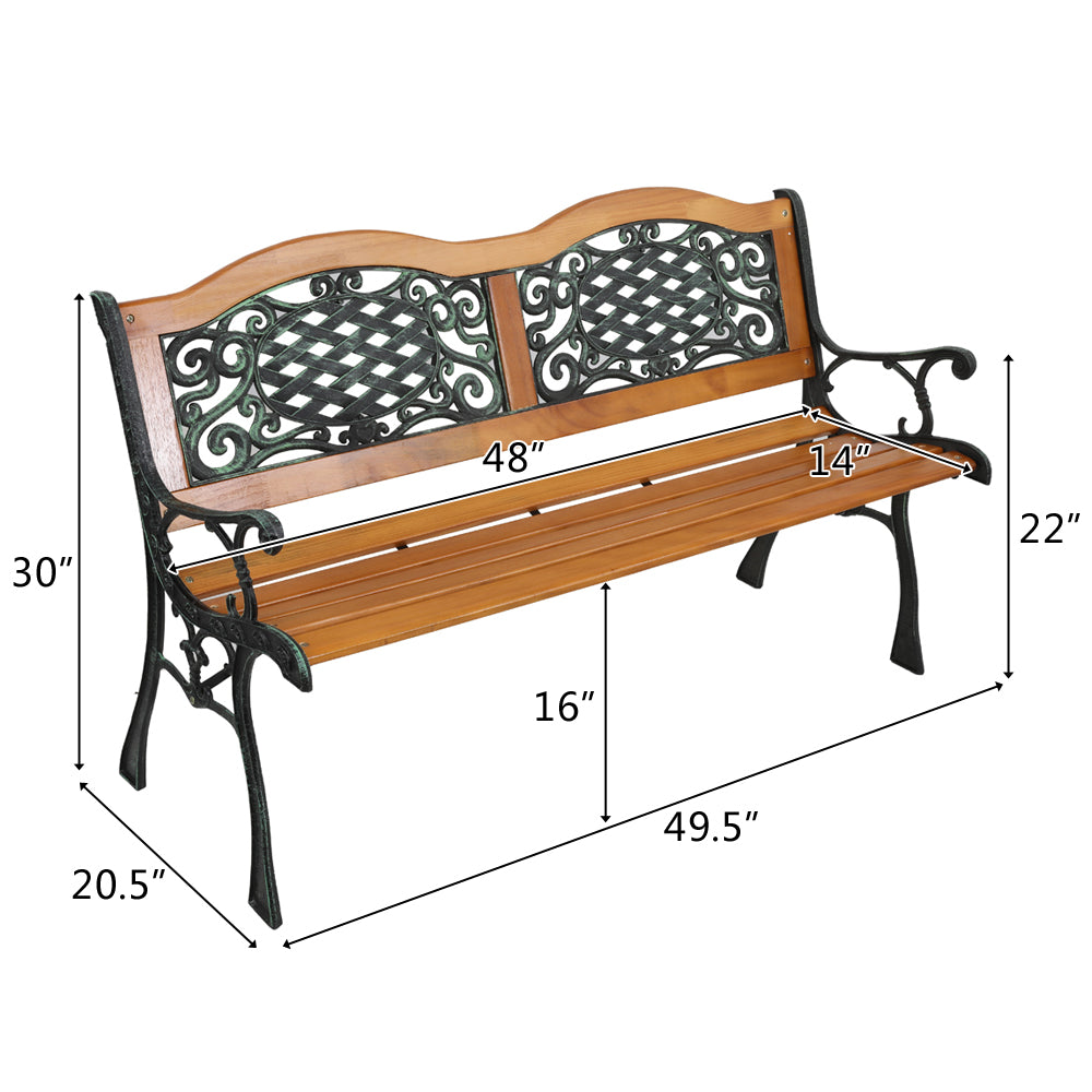 SSLine Outdoor Hardwood Garden Bench 49-Inch Patio Park Bench