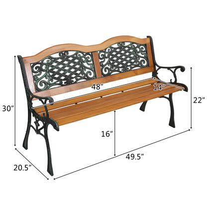 SSLine Outdoor Hardwood Garden Bench 49-Inch Patio Park Bench