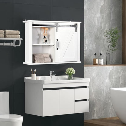 SSLine Wall-Mounted Vintage White Bathroom Cabinet