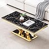 SSLine 46.8" Diamond Shape Rectangular Faux Marble Coffee Table c