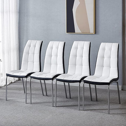 SSLine Modern Leather Dining Chairs Highback Upholstered Set of 4 (Table Not Included)