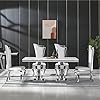 SSLine Rectangle 70" Faux Marble Dining Table With Diamond Shape Legs (Chairs Not Included)