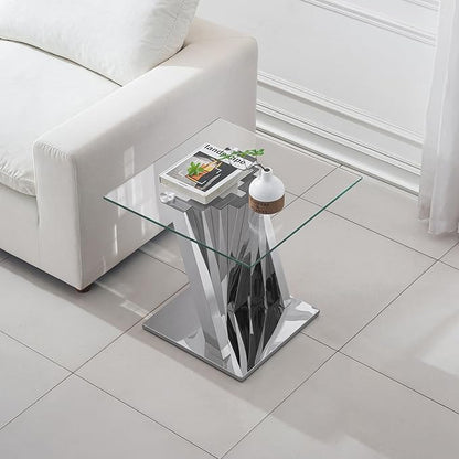 SSLine Modern Clear Glass End Table