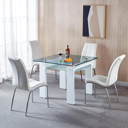 SSLine Modern Leather Dining Chairs Highback Upholstered Set of 4 (Table Not Included)