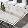 SSLine Rectangle 70" Faux Marble Dining Table With Diamond Shape Legs (Chairs Not Included)