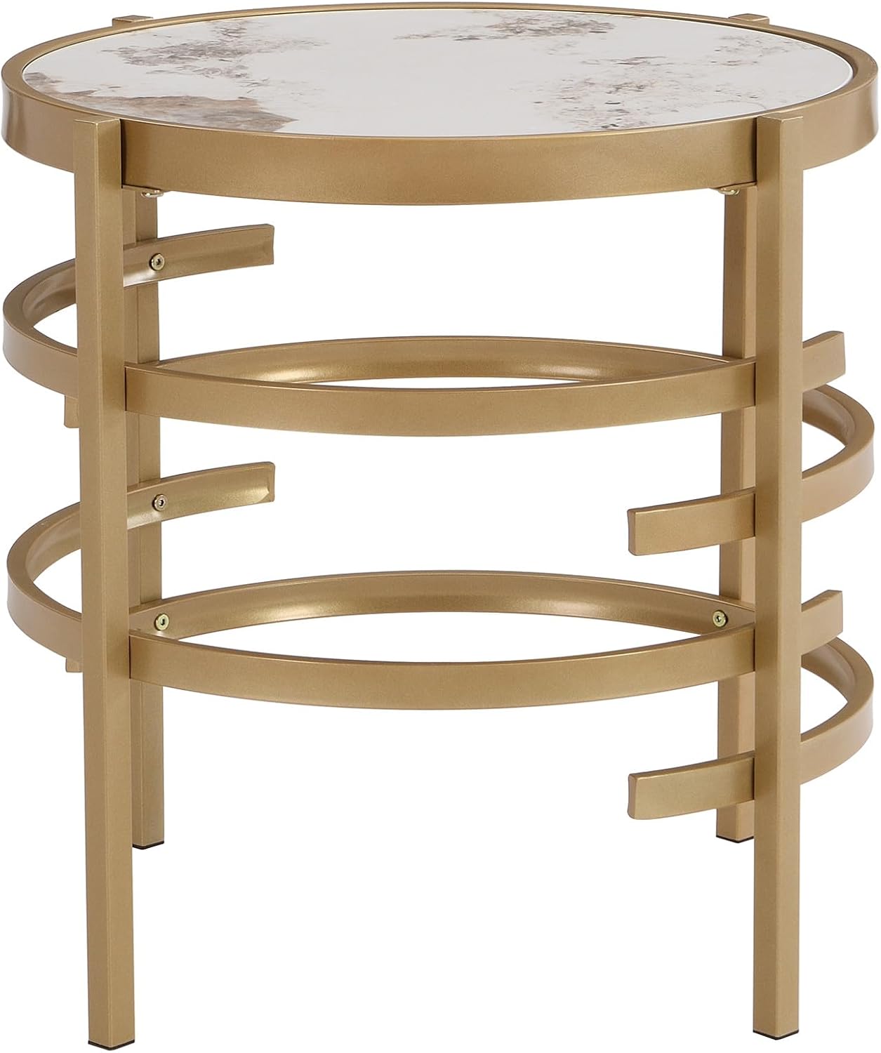 SSLine Sintered Stone End Table with Metal Frame Legs 