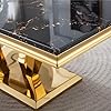 SSLine 46.8" Diamond Shape Rectangular Faux Marble Coffee Table c