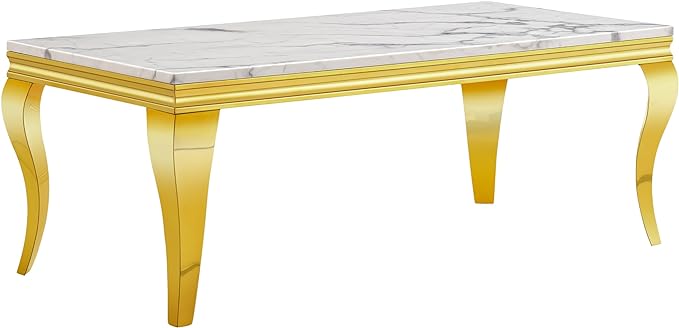 SSLine S Shape Rectangular 46.8" Faux Marble Coffee Table