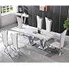 SSLine Rectangle 70" Faux Marble Dining Table With Diamond Shape Legs (Chairs Not Included)