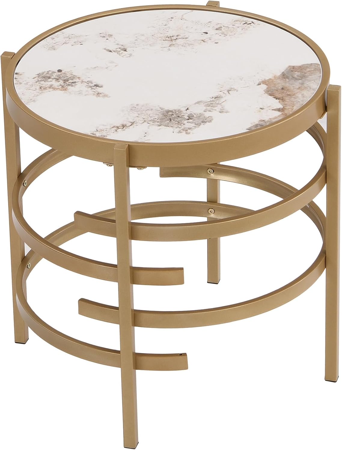 SSLine Sintered Stone End Table with Metal Frame Legs 