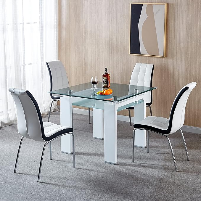 SSLine Modern Leather Dining Chairs Highback Upholstered Set of 4 (Table Not Included)