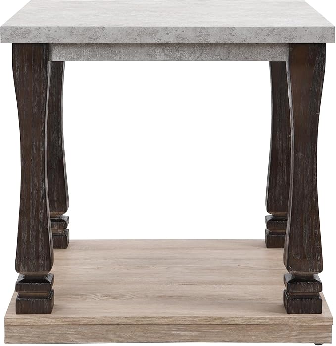 SSLine Traditional Wooden End Table Square 2-Tier Sofa Side Table