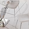 SSLine 70" Rectangle Clear Glass Dining Table With Double U Shape Legs  (Chairs Not Included)