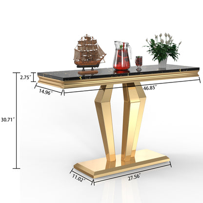 SSLine 46.8" Rectangular Modern Faux Marble Sofa Console Table