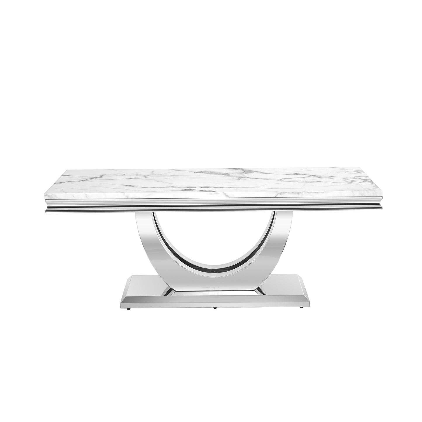 SSLine U Shape Modern 46.8" Rectangular Faux Marble Coffee Table