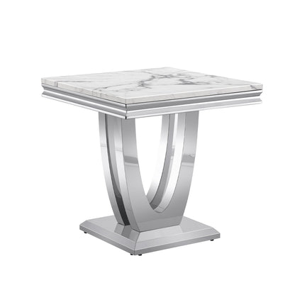 SSLine U-Shape Modern Elegant Square Faux Marble End Table