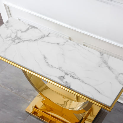 SSLine 46.8" Rectangular Modern Faux Marble Sofa Console Table