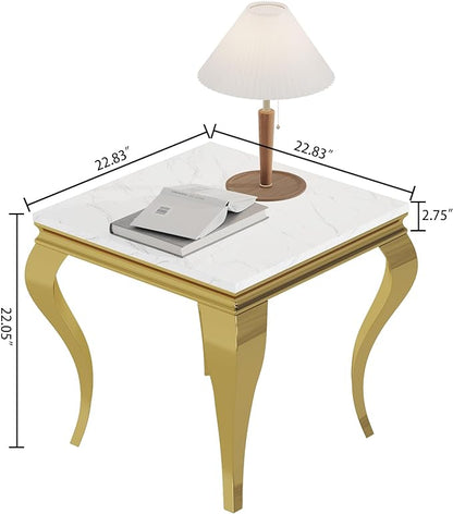 SSLine S Shape Modern Faux Marble Luxury Square End Table