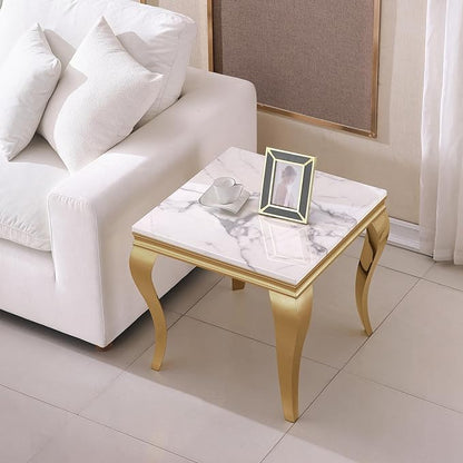 SSLine S Shape Modern Faux Marble Luxury Square End Table