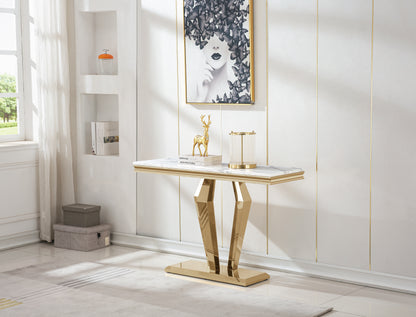 SSLine 46.8" Rectangular Modern Faux Marble Sofa Console Table