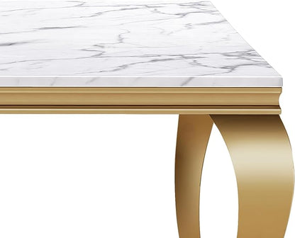 SSLine S Shape Modern Faux Marble Luxury Square End Table