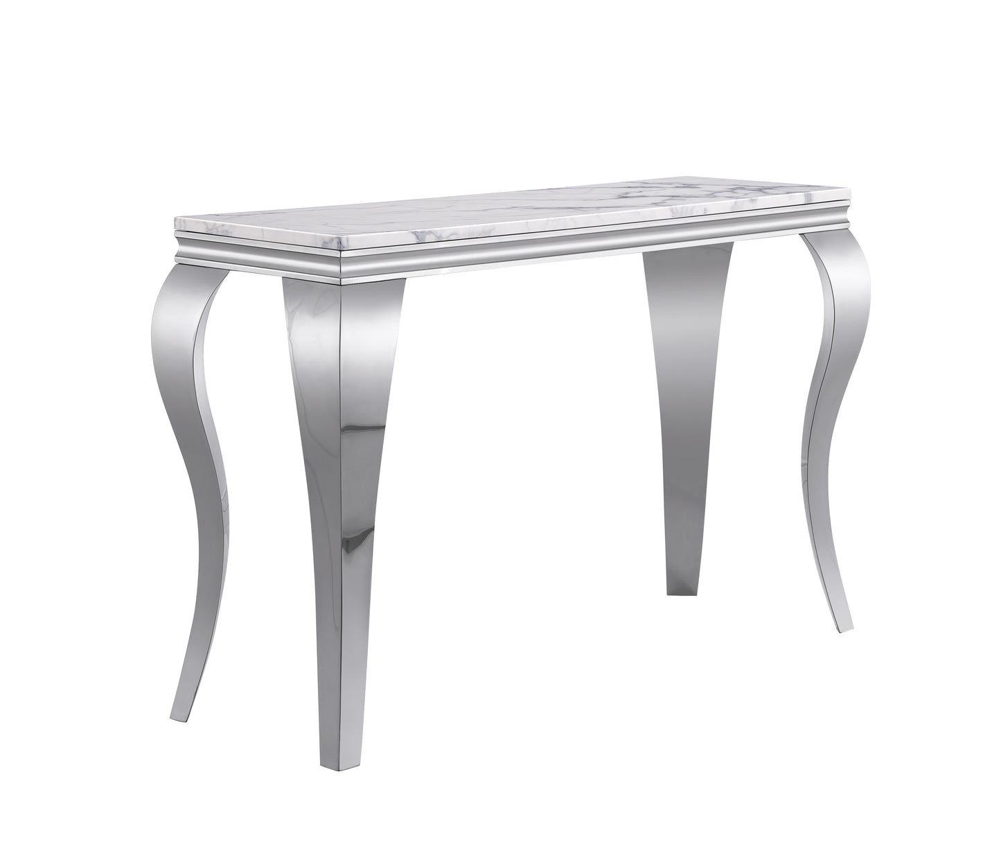 SSLine 46.8" S Shape Modern White Faux Marble Console Table