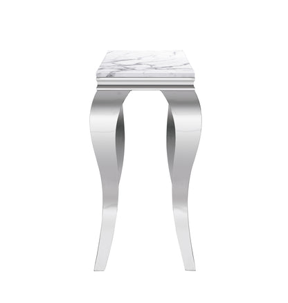 SSLine 46.8" S Shape Modern White Faux Marble Console Table