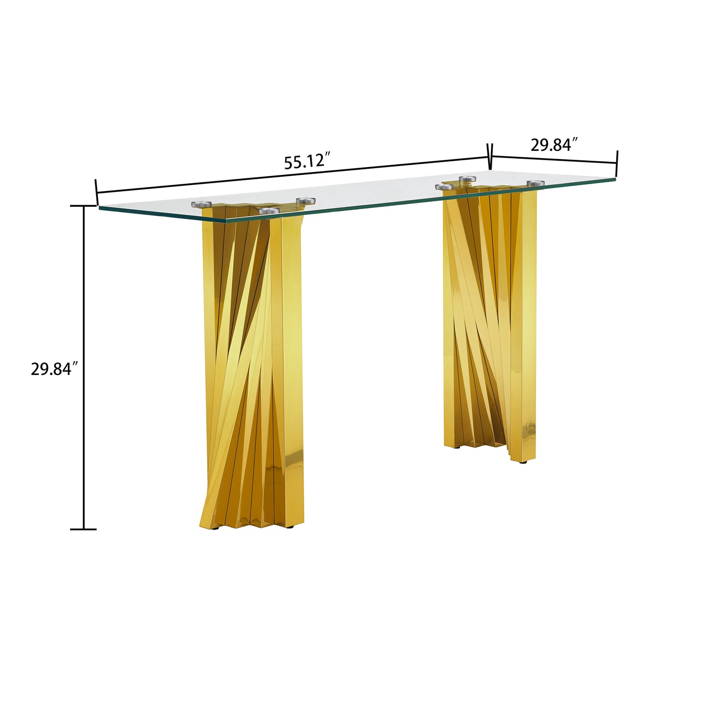 SSLine 55" Rectangle Clear Glass Luxury Sofa Console Table