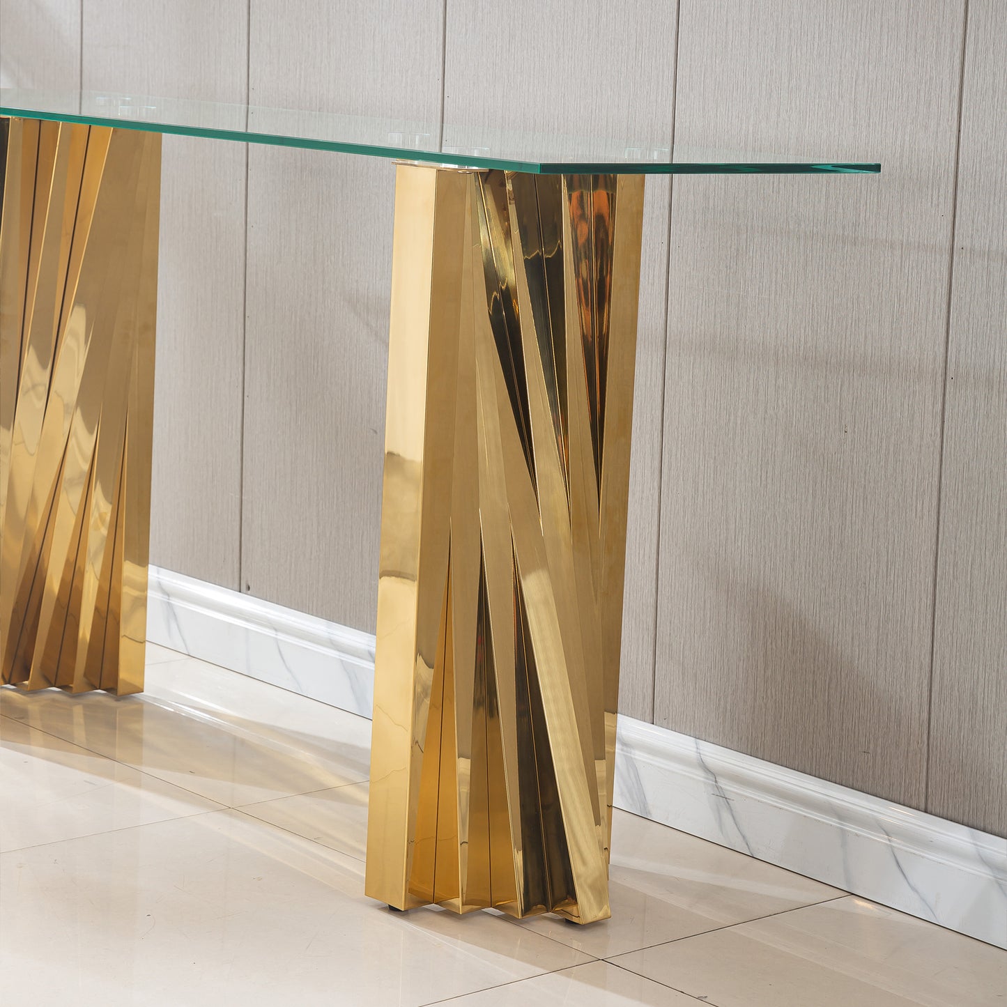 SSLine 55" Rectangle Clear Glass Luxury Sofa Console Table