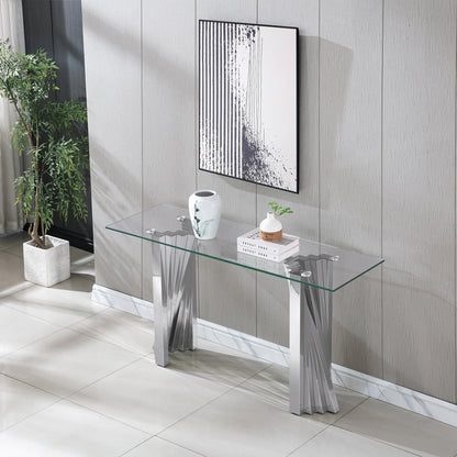 SSLine 55" Rectangle Clear Glass Luxury Sofa Console Table