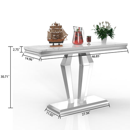 SSLine 46.8" Rectangular Modern Faux Marble Sofa Console Table